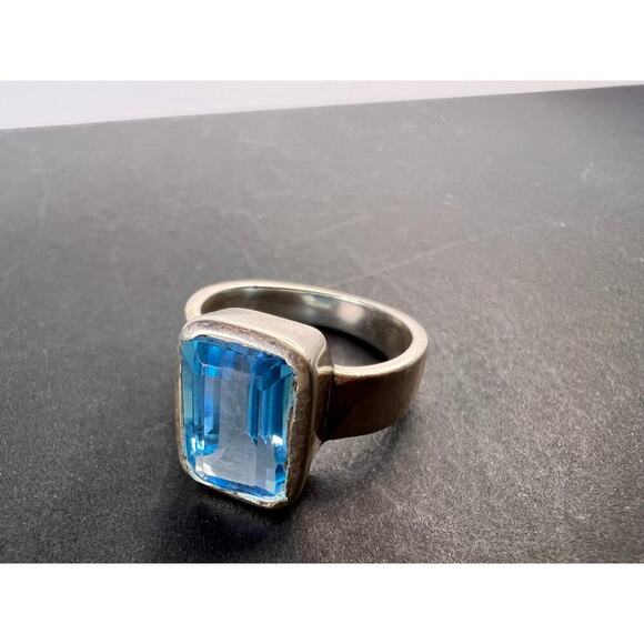 NEW Swiss blue topaz sterling silver ring size 7 / 6.65 grams - Picture 4 of 11